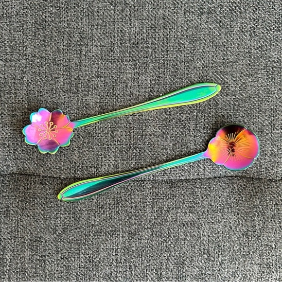 Other - Set/2 Floral Spoons, Multicolor (SAKURA + PANSY)